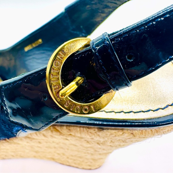 Authentic Louis Vuitton Monogram Wedge Espadrille 7 EUC - Picture 8 of 15